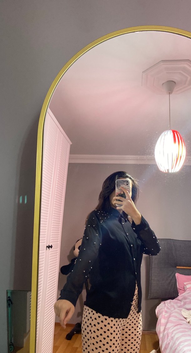 Şeffaf Siyah Kadın Gömlek - Görsel 2