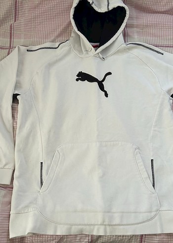 Puma Beyaz Kapusonlu Spor Sweatshirt