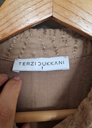 42 Beden camel Renk Uzun kollu pamul elbise