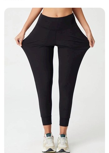 Siyah Kadın Velcro Detaylı Spor Tayt - Görsel 9