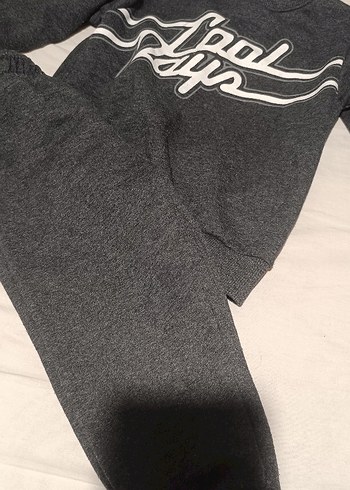 Erkek Gri Baskılı Fermuarlı Eşofman Takımı - Görsel 2