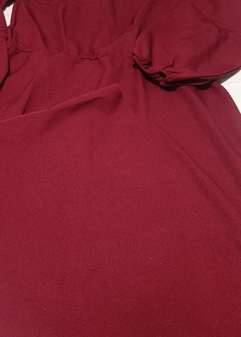 Bordo midi boy çan kesim elbise - Görsel 4