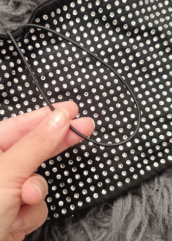 taş işlemeli askılı crop sıfır etiketli - Görsel 4