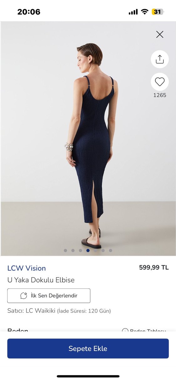 Lacivert Fitilli Uzun Triko Elbise - Görsel 2