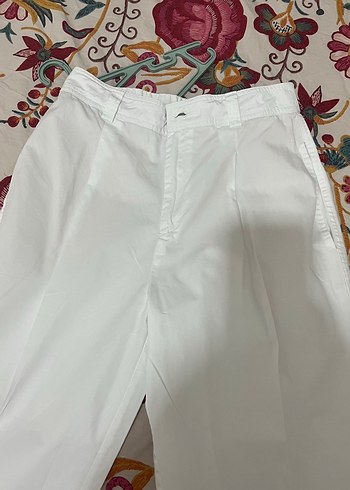 Kadın Beyaz Normal Boy Kumaş Pantolon - Görsel 4