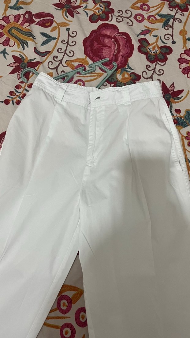 Kadın Beyaz Normal Boy Kumaş Pantolon - Görsel 4