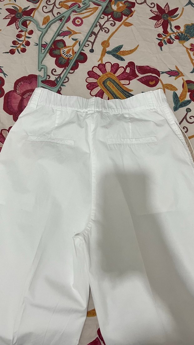 Kadın Beyaz Normal Boy Kumaş Pantolon - Görsel 5