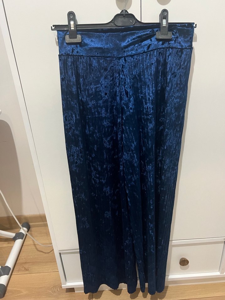 Parlak Mavi Midi Kadın Pantolon - Görsel 2