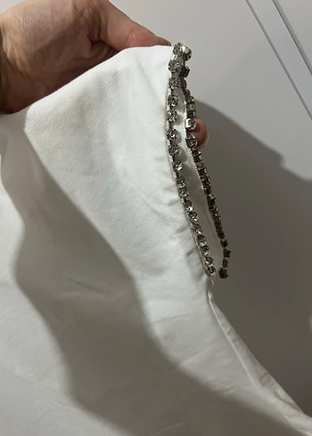 Beyaz Kısa Kollu Pamuklu Salaş Tişört - Görsel 3