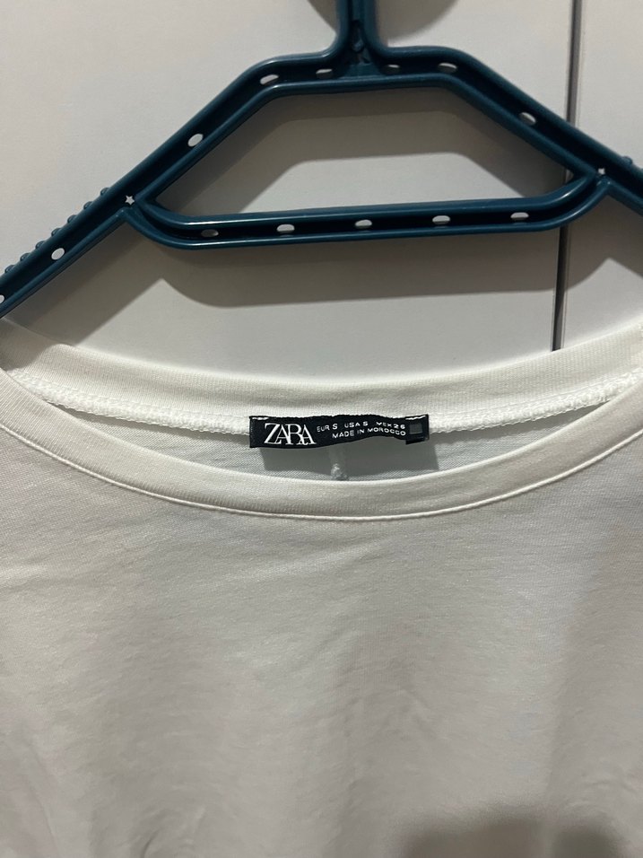 Beyaz Kısa Kollu Pamuklu Salaş Tişört - Görsel 2