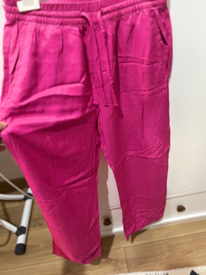 Pembe Saten Salaş Kadın Pantolon - Görsel 4