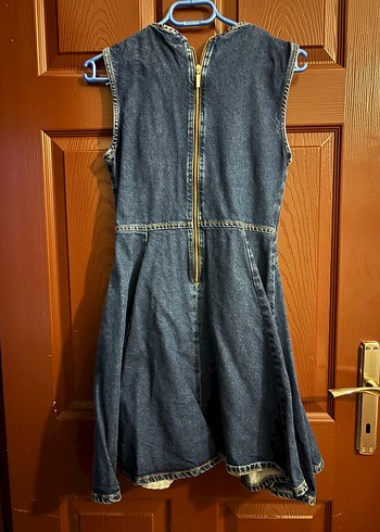 Koyu Lacivert Kemer Detaylı Denim Midi Elbise - Görsel 6