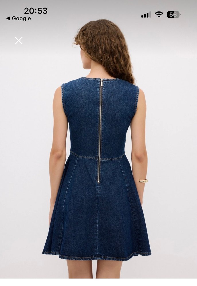 Koyu Lacivert Kemer Detaylı Denim Midi Elbise - Görsel 4