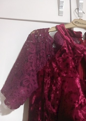 Abiye Bordo Drapeli Midi Kadın Abiye Elbise