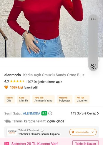 xl Beden Tek Omuz Açık Mavi Denim Bluz