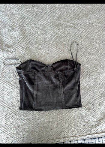 Siyah Süet Straplez Bustiyer - Görsel 3