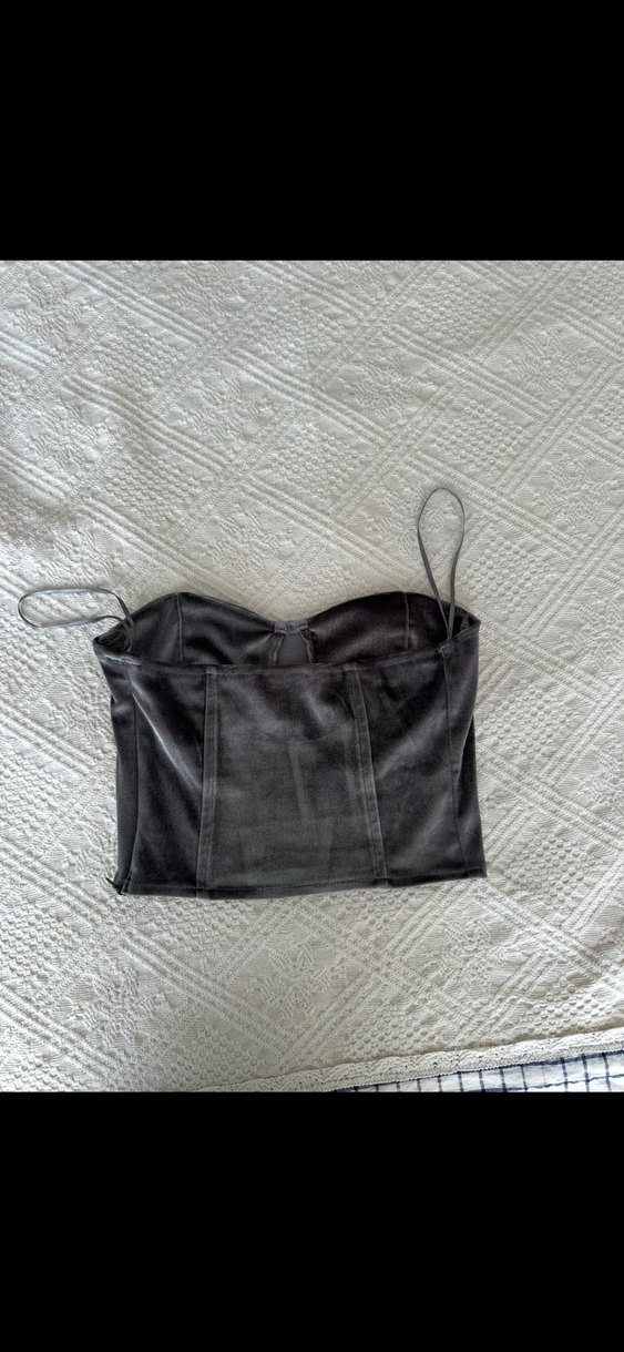 Siyah Süet Straplez Bustiyer - Görsel 3