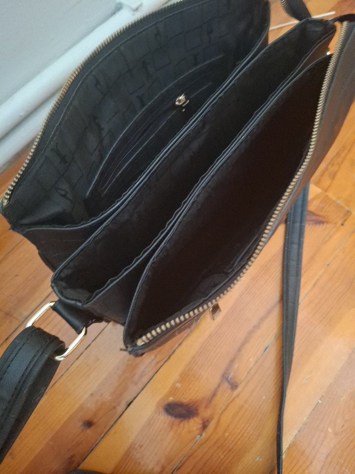 Tanca Siyah Deri Fermuarlı Kadın Çanta - Görsel 4