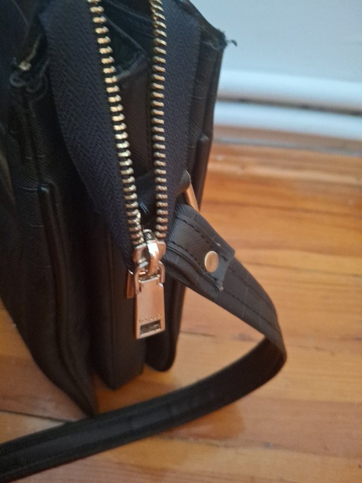 Tanca Siyah Deri Fermuarlı Kadın Çanta - Görsel 2