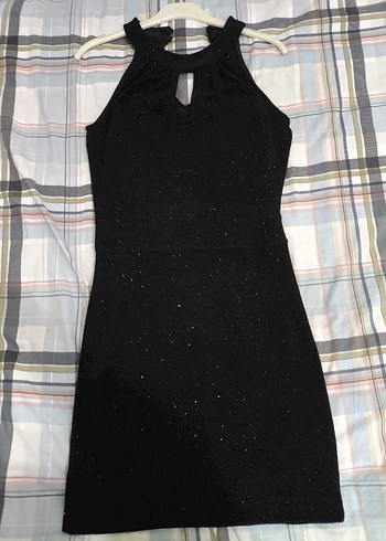 Siyah Midi V Yakalı Drapeli Abiye Elbise - Görsel 2