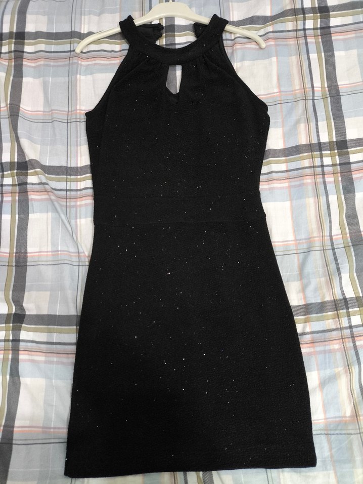 Siyah Midi V Yakalı Drapeli Abiye Elbise - Görsel 2