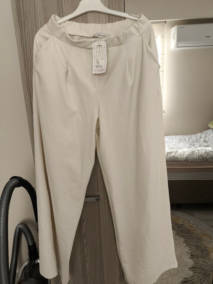 Bej Midi Pilili Kadın Kumaş Pantolon - Görsel 2