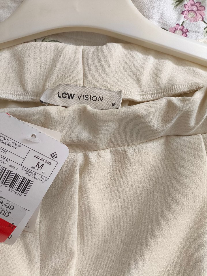 Bej Midi Pilili Kadın Kumaş Pantolon - Görsel 4