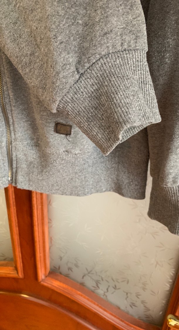 Gri Kapüşonlu Fermuarlı Polar Sweatshirt - Görsel 4