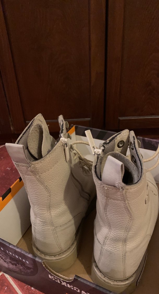 Harley davidson-Beyaz Deri Kadın Yüksek Topuklu Bot - Görsel 4