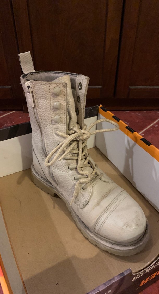 Harley davidson-Beyaz Deri Kadın Yüksek Topuklu Bot - Görsel 2