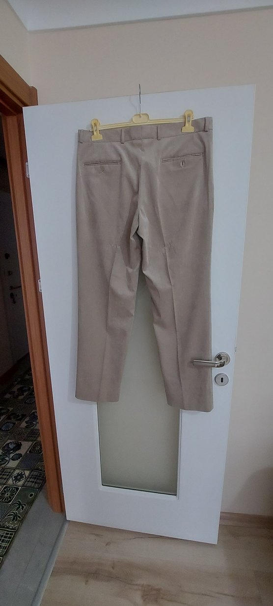 Bej Regular Fit Erkek Süet Pantolon - Görsel 2