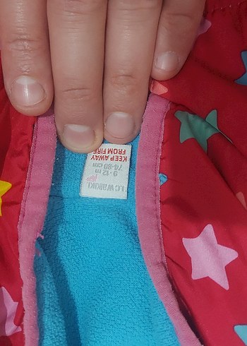 Kız Çocuk Kapüşonlu Renkli Yıldızlı Mont - Görsel 2