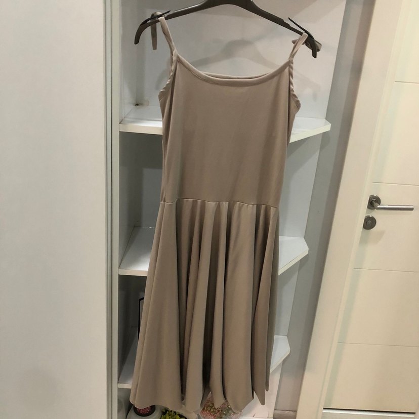 Bej  Midi Elbise - Görsel 4