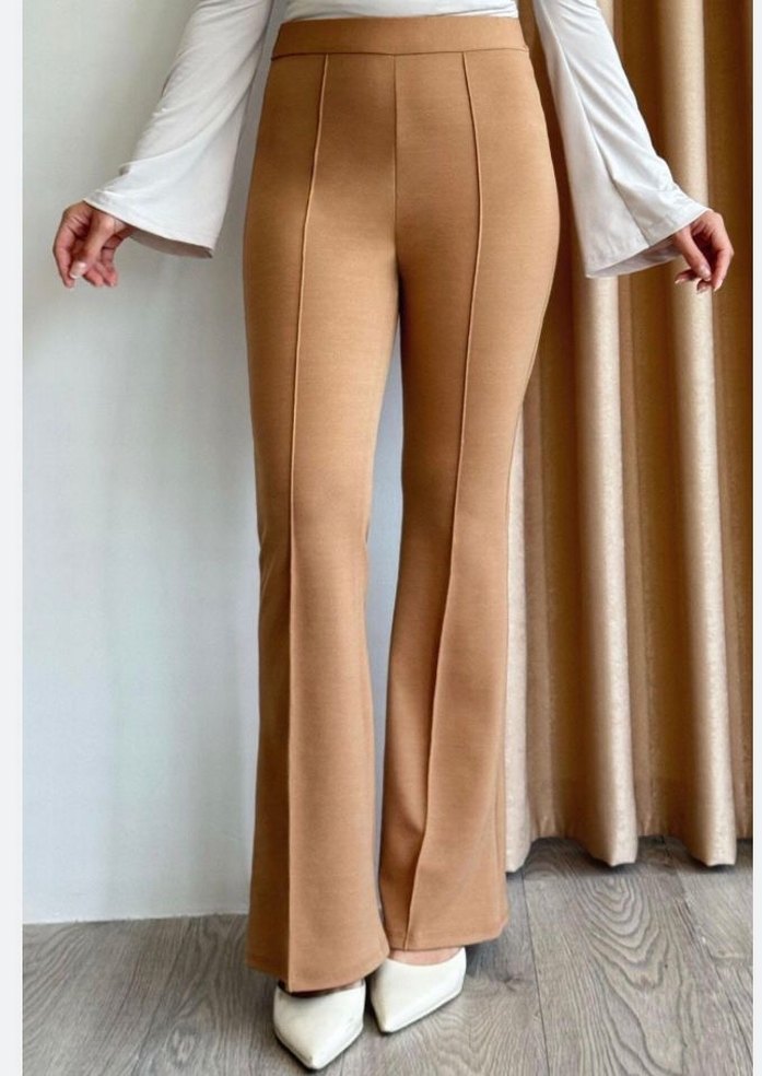 #H&M YÜKSEK BEL İSPANYOL PAÇA Bej renkte, regular fit çimalı - Görsel 2