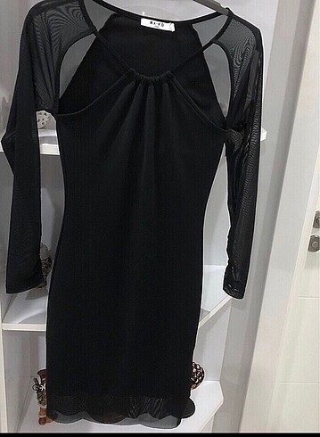 #NA KD DEKOLTELİ TÜL DETAY LİKRALI XS S BEDENE  İki kol arası 36 - Görsel 2