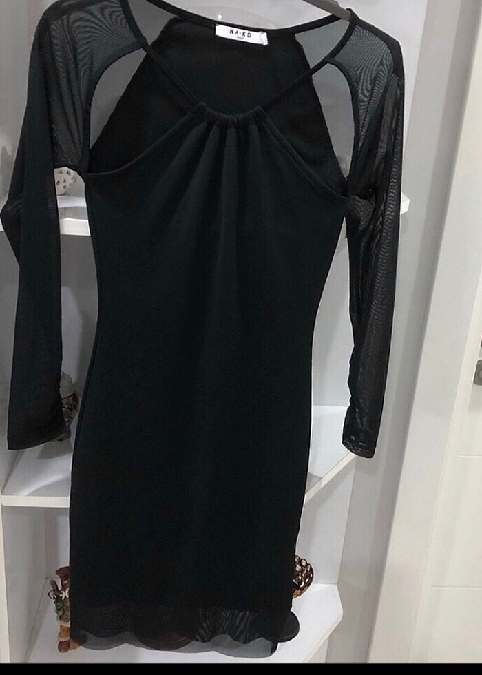 #NA KD DEKOLTELİ TÜL DETAY LİKRALI XS S BEDENE  İki kol arası 36 - Görsel 4