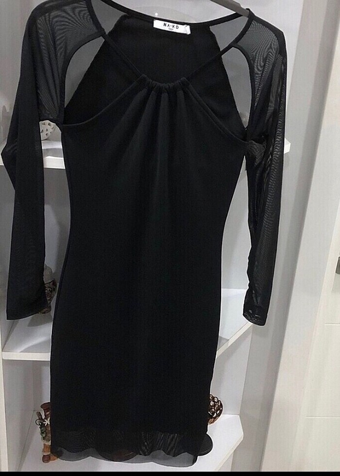 #NA KD DEKOLTELİ TÜL DETAY LİKRALI XS S BEDENE  İki kol arası 36 - Görsel 2