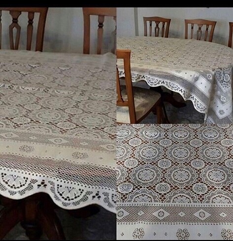 #DİKDÖRTGEN GÜPÜR DANTEL GÖRÜNÜMLÜ MASA ÖRTÜSÜ