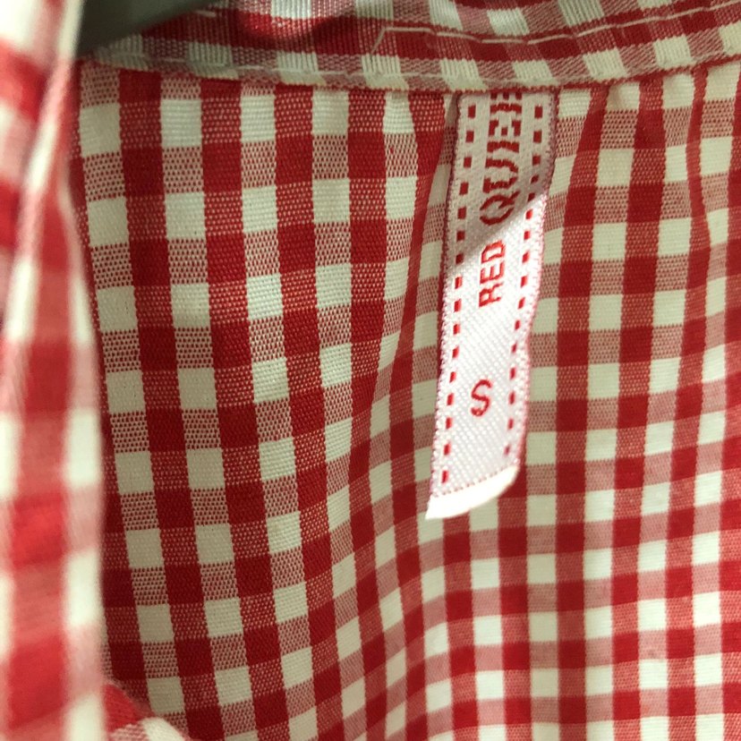 Kırmızı Kareli V Yaka Düğmeli Midi Elbise - Görsel 3