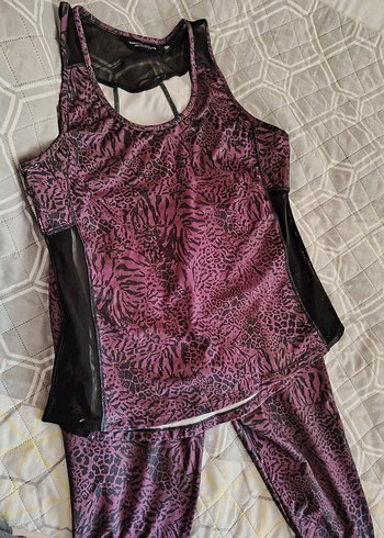 Kadın Mor Desenli Uzun Atlet - tayt tskım - Görsel 2