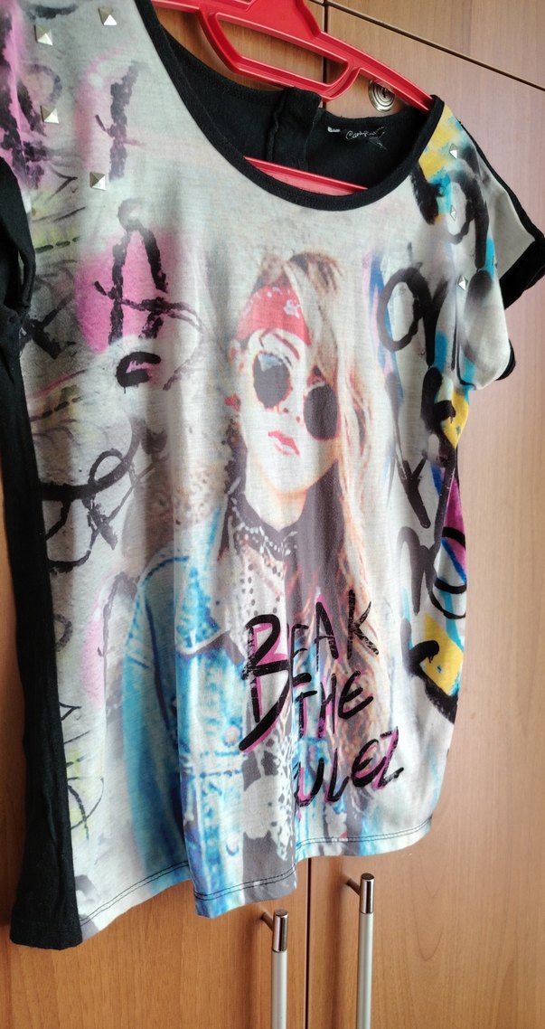 Kız Çocuk Rock Punk Baskılı Tişört - Görsel 3