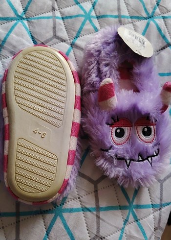 Kızlar için Mor Peluş Sıcak Terlik - Görsel 2
