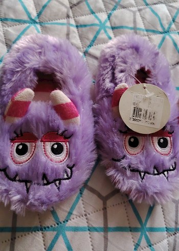 Kızlar için Mor Peluş Sıcak Terlik - Görsel 3