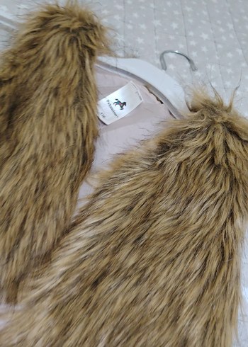 Kürklü Bohem çocuk Yelek Bej - Görsel 5