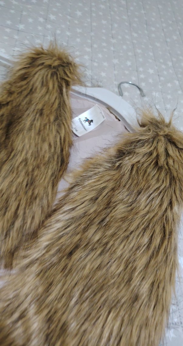 Kürklü Bohem çocuk Yelek Bej - Görsel 5