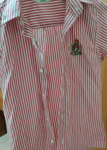 Düğmeli Pembe Pamuklu çocuk Gömlek - Görsel 4