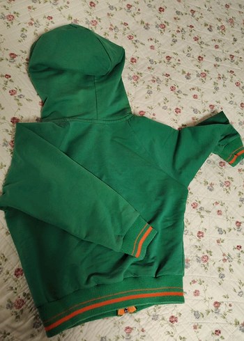 Kapüşonlu Yeşil Fermuarlı Erkek Çocuk Sweatshirt - Görsel 3