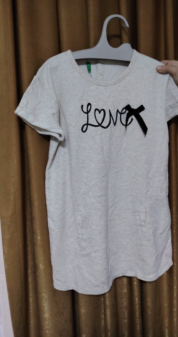 Kız Çocuk Gri Pamuklu Baskılı Tişört - Görsel 2