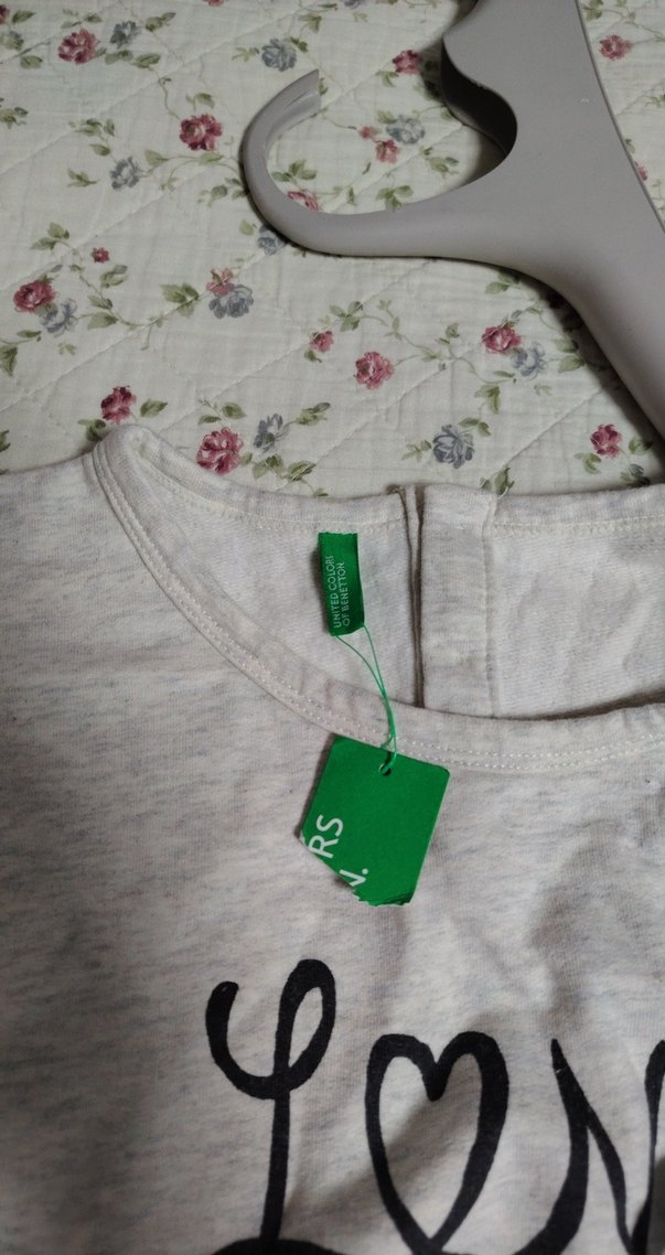 Kız Çocuk Gri Pamuklu Baskılı Tişört - Görsel 3