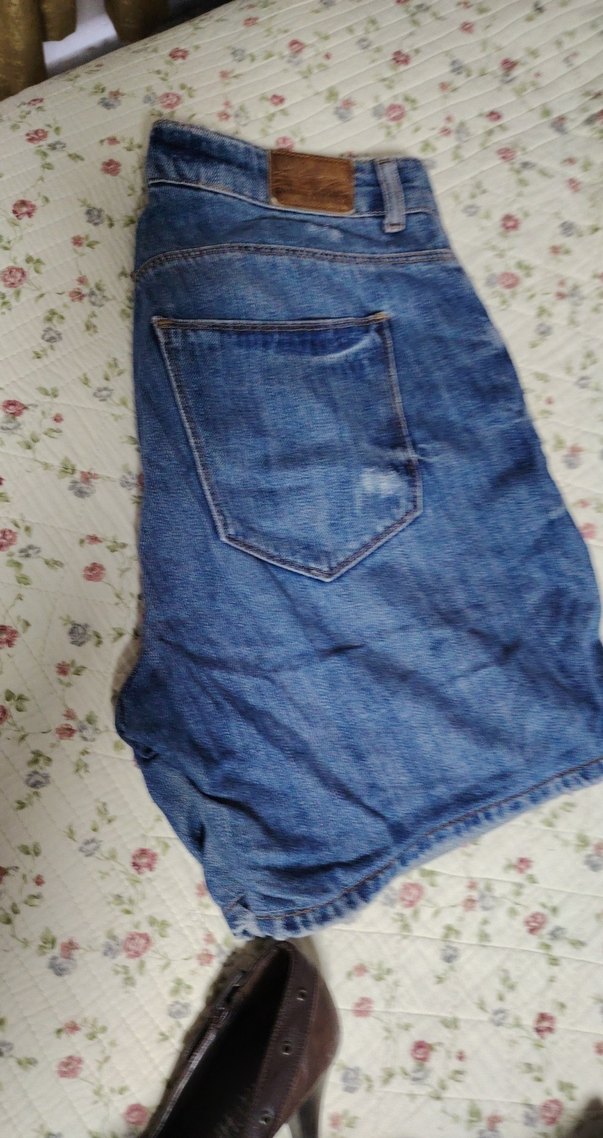 Kadın Mavi Mini Yırtık Kot Şort - Görsel 3